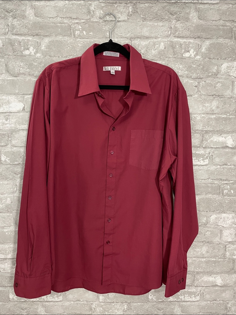 Enrico Rossini Classic Men's Long-Sleeve Dress Shirt in Burgundy